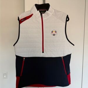 Ryder Cup 2025 Ralph Lauren RLX Quilted Vest in White, Navy & Red Trim